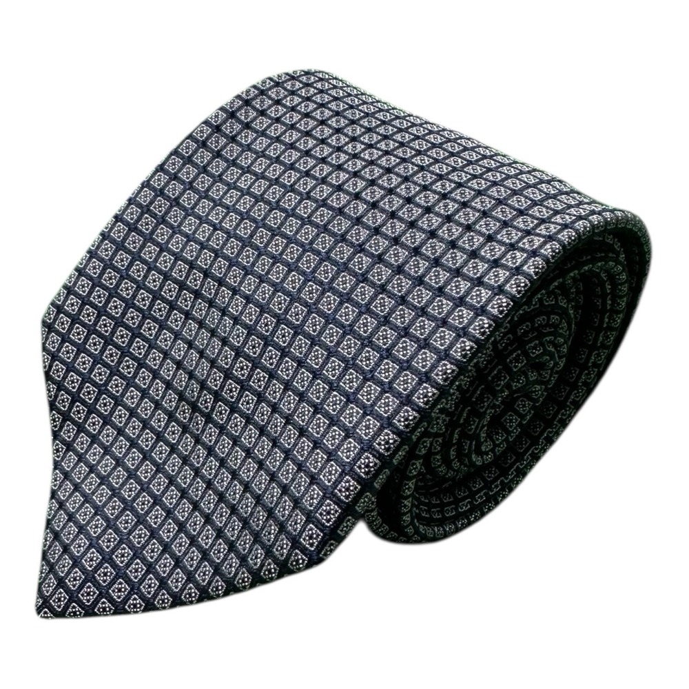 John Varvatos Blue Silver Geometric Silk Men's Tie 3 Inch Width Made in Italy
